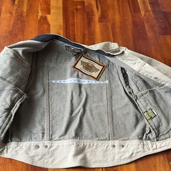 NWT Harley Davidson thick denim jacket size s beige - Picture 5 of 14